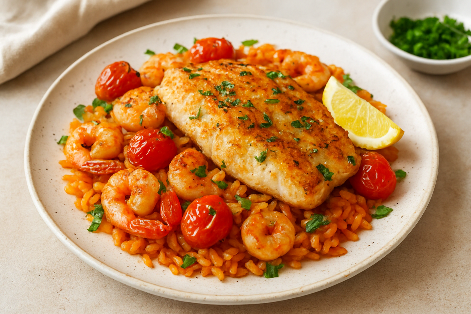 Delicious meal plating